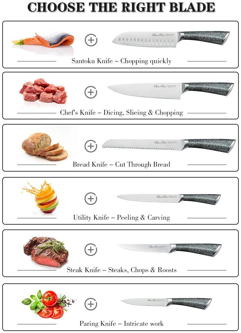 Harriet Knife Set, 14-Piece Kitchen Knife Set with Block Wooden, German Stainless Steel Professional Chef Knife Set with Sharpener, White - JOY2ESpree