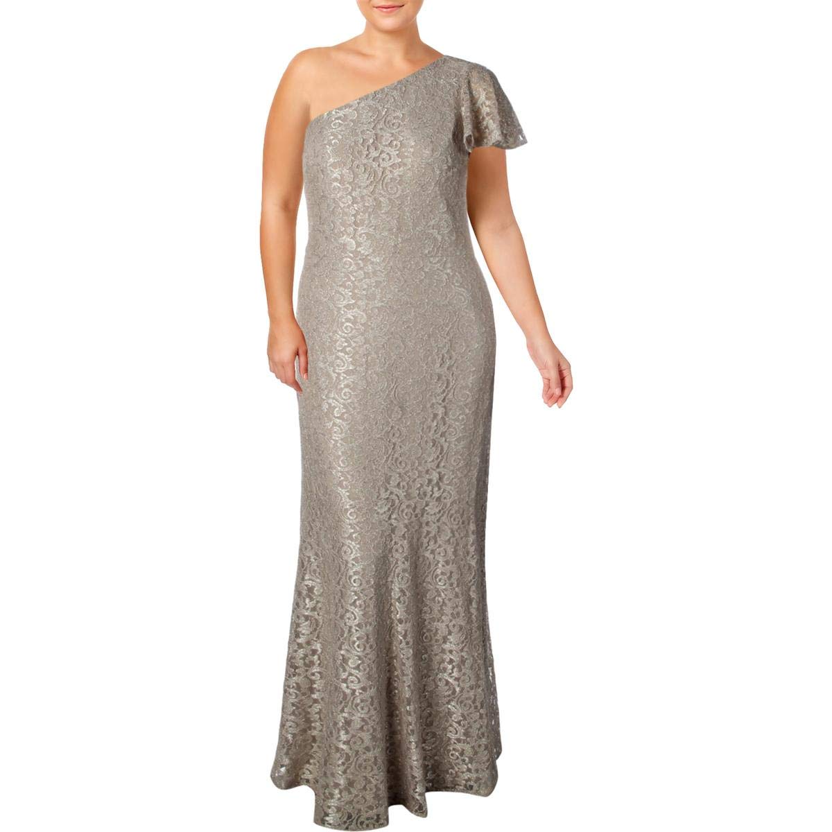 LAUREN RALPH LAUREN Womens Aven Glitter Lace Evening Dress