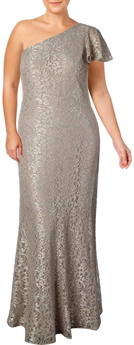 LAUREN RALPH LAUREN Womens Aven Glitter Lace Evening Dress