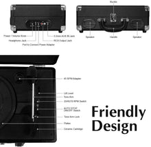 
                        
                          Muat gambar ke penampil Galeri, LP&amp;No.1 Portable Suitcase Turntable with Stereo Speaker,3 Speeds Belt-Drive Vinyl Record Player Black - JOY2ESpree
                        
                      