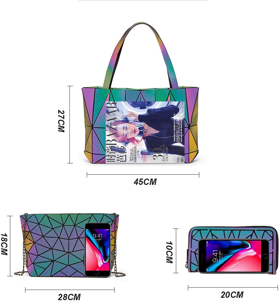 Women Fashion Handbags Wallet Tote Bag Shoulder Bag Top Handle Satchel Purse Set 4pcs