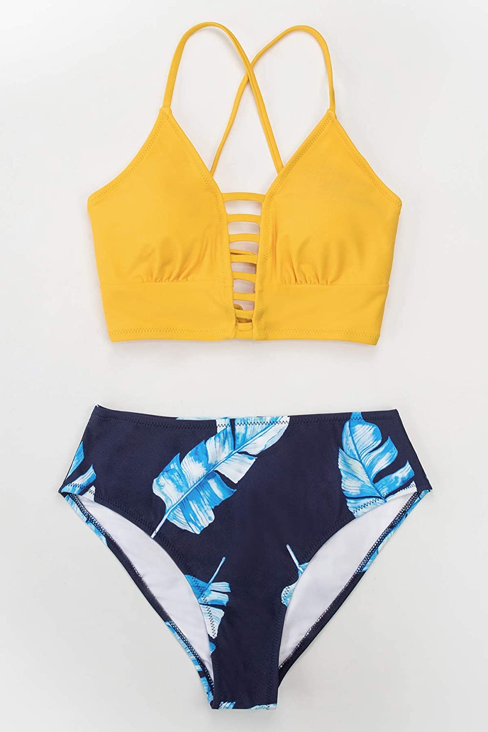 CUPSHE Women’s Bikini Swimsuit Floral Print Lace Up Strappy Two Piece Bathing Suit