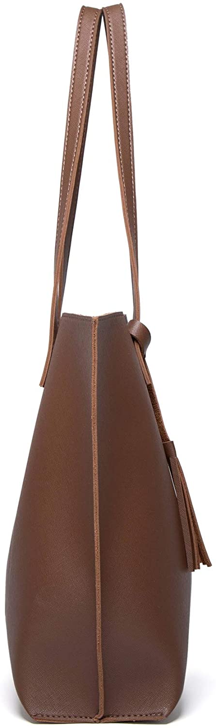 Women's Soft Faux Leather Tote Shoulder Bag from Dreubea, Big Capacity Tassel Handbag