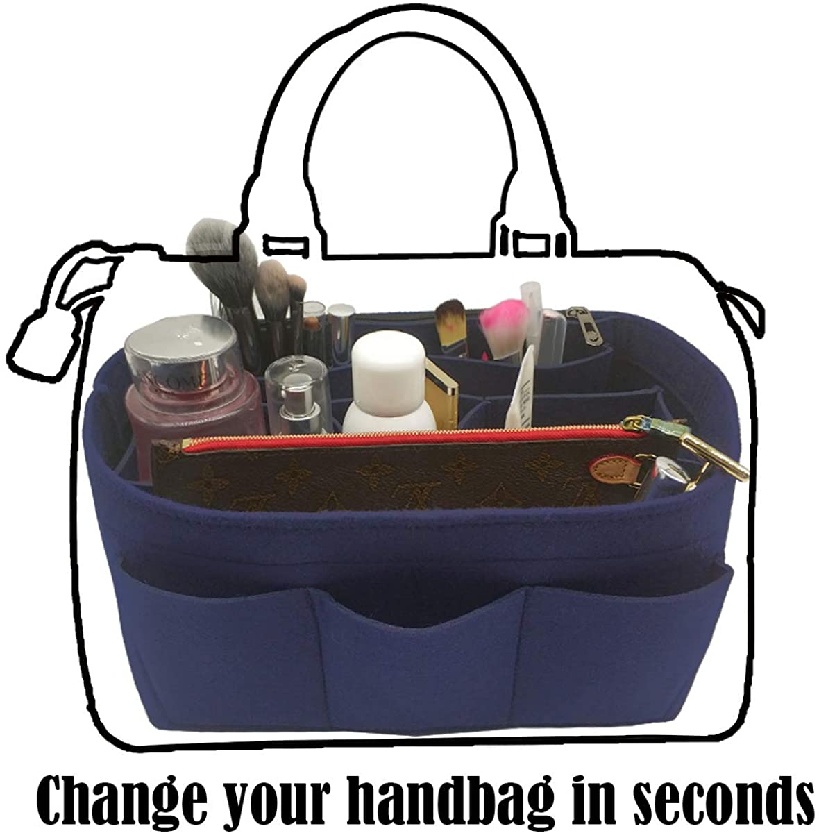 LEXSION Felt Purse Insert Bag Organizer Bag In Bag For Handbag Purse Organizer Fits Speedy Neverfull