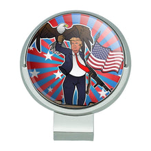 
                        
                          Load image into Gallery viewer, GRAPHICS &amp; MORE Patriotic Donald Trump with Eagle American Flag Gun Golf Hat Clip with Magnetic Ball Marker - JOY2ESpree
                        
                      