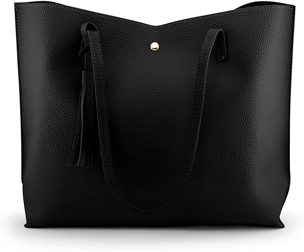 Oct17 Women Large Tote Bag - Tassels Faux Leather Shoulder Handbags, Fashion Ladies Purses Satchel Messenger Bags