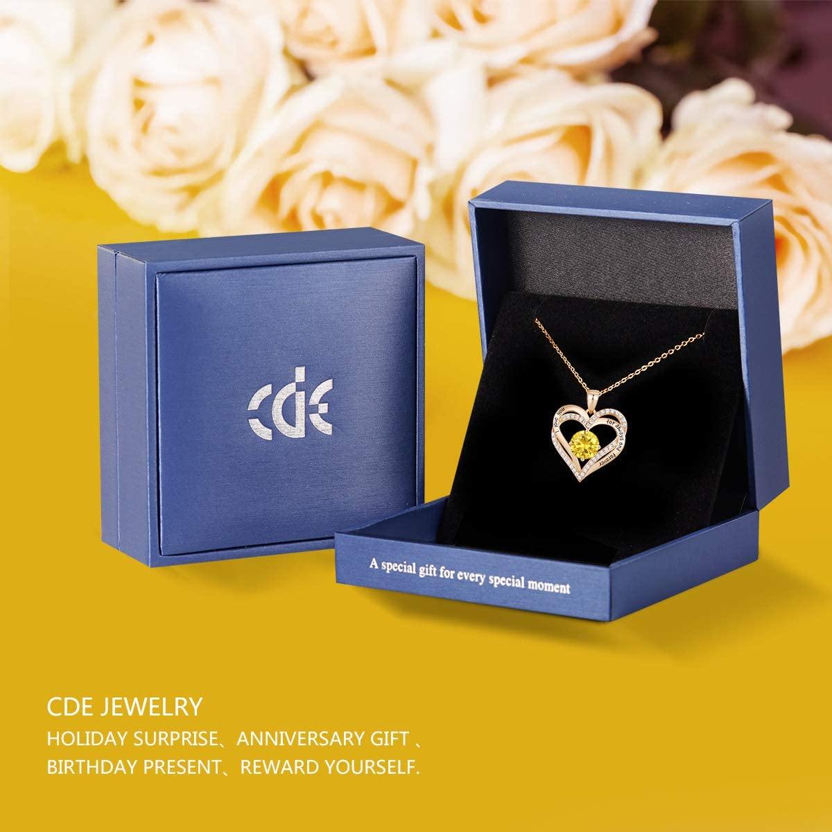 CDE Forever Love Heart Women Necklace 925 Sterling Silver Rose Gold Plated Birthstone Pendant Necklaces for Women - JOY2ESpree