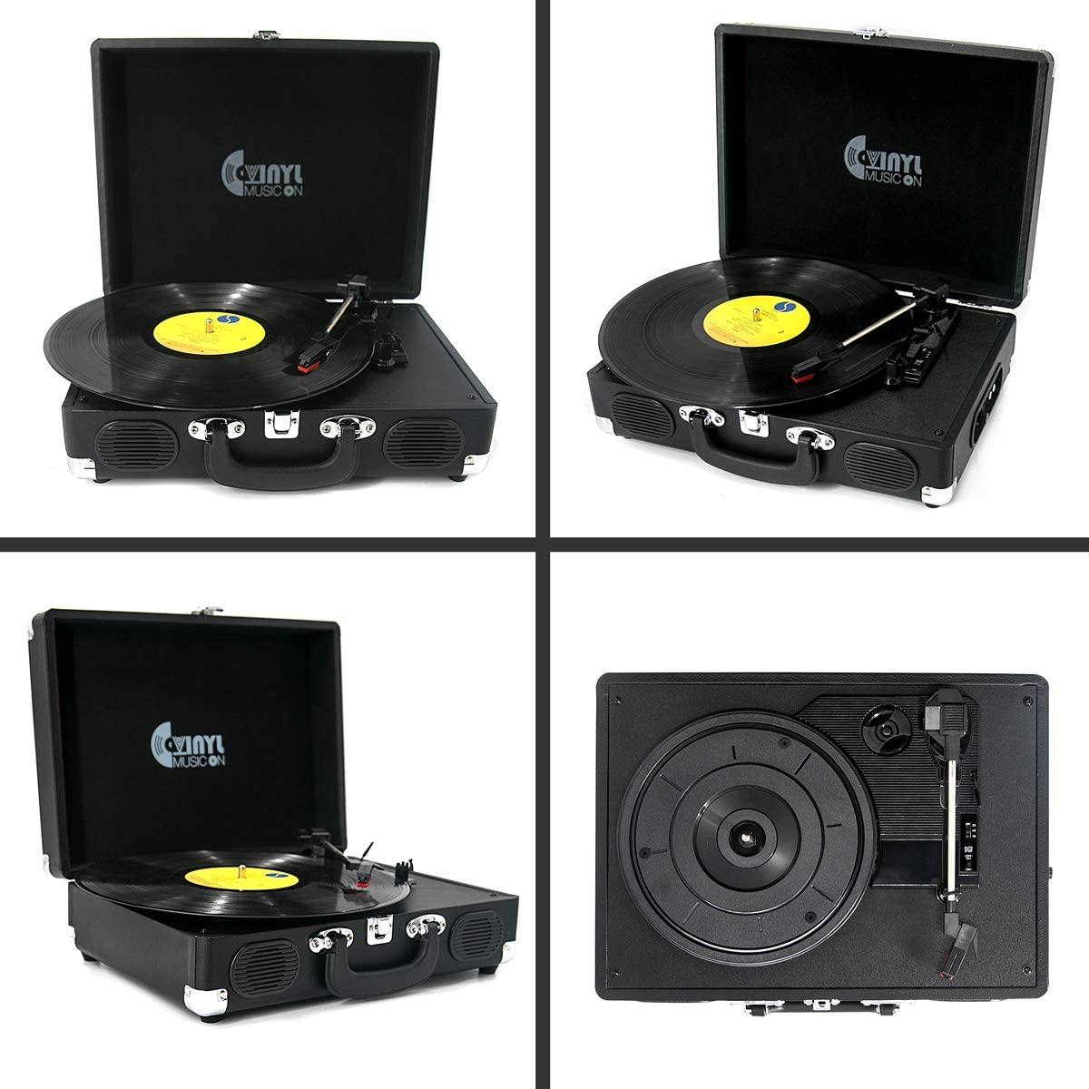 Retro Record Player for 33/45/78 RPM Vinyl Records,Bluetooth Belt-Drive Turntable - JOY2ESpree