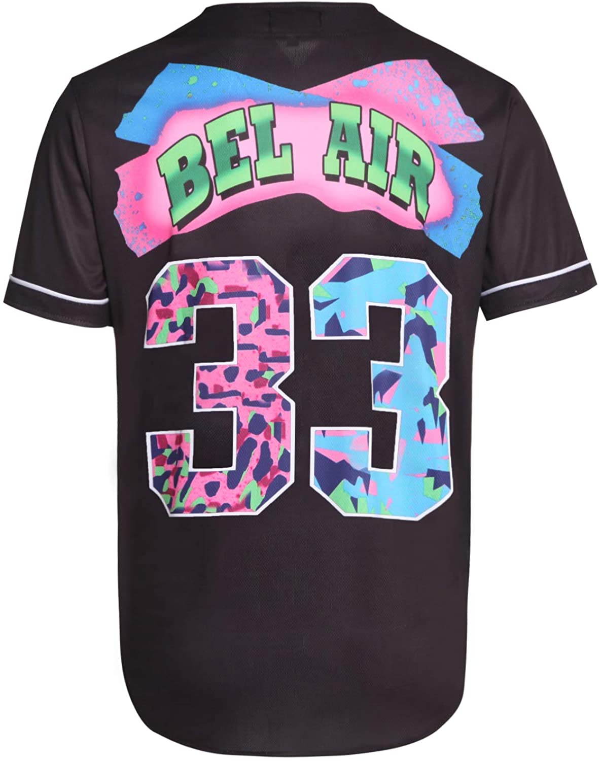 MOLPE 90s Hip Hop Clothing for Men and Women, Unisex Bel Air 23 Baseball Jersey, Mens Printed Urban Shirts for Party