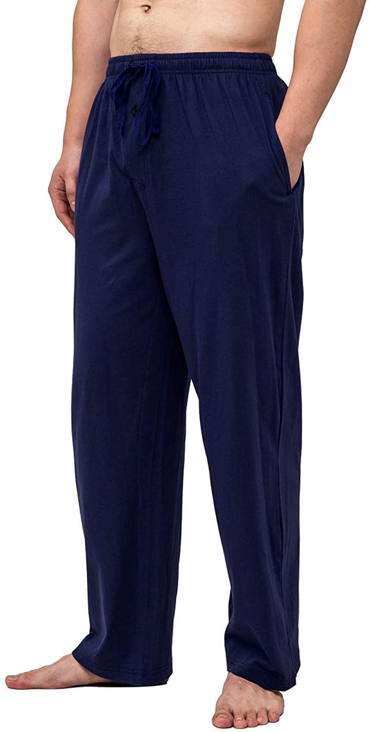 Bintangor Men's Sleep Pajama Pants 100% Cotton Knit Elastic Waistband Lounge Wear Long