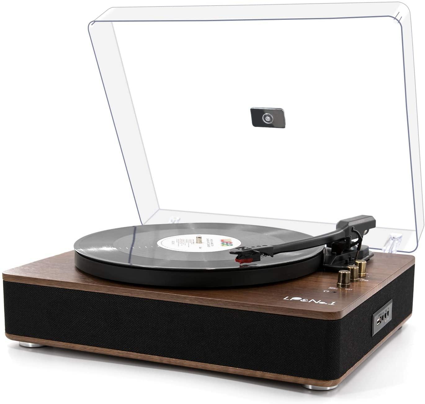 LP&NO.1 Record Player, Classic Bluetooth Turntable with USB Recording - JOY2ESpree