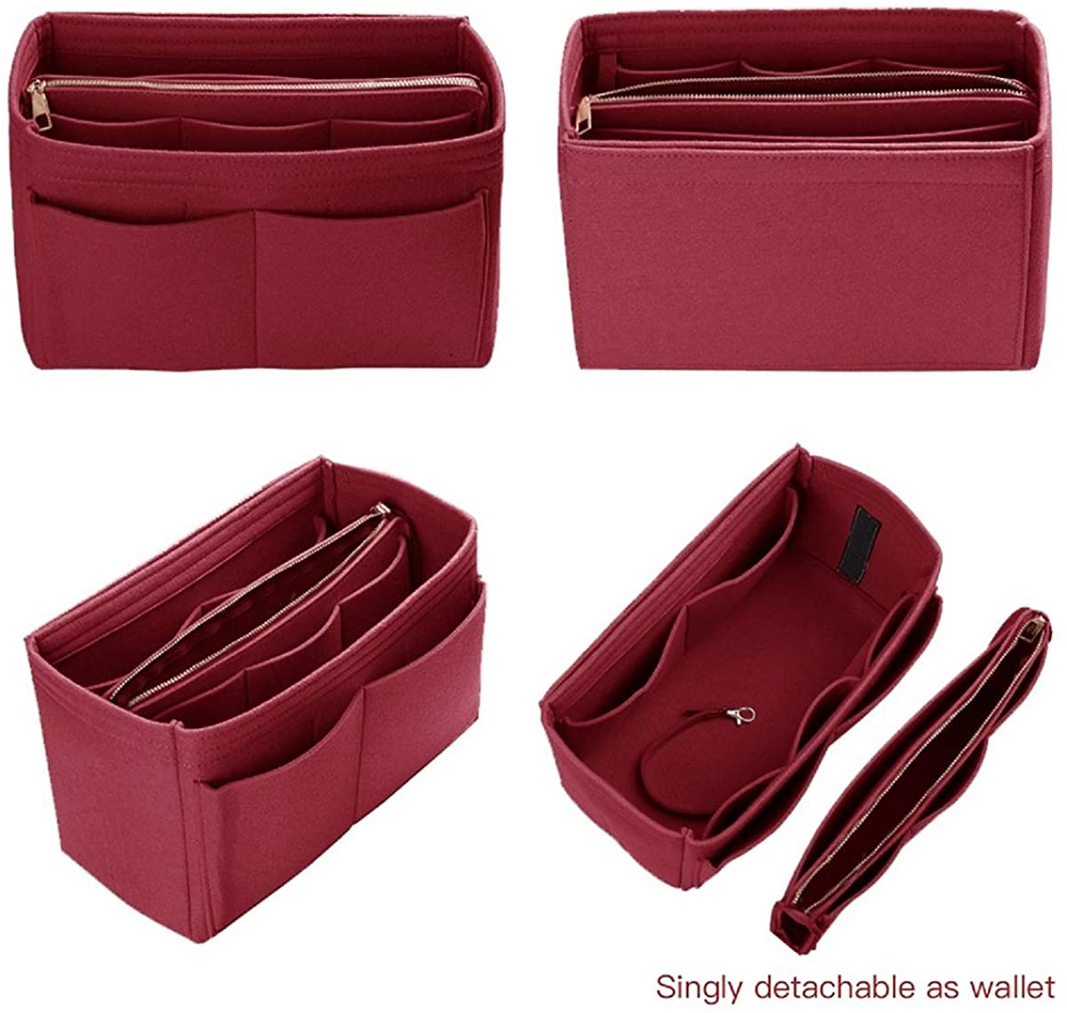 Purse Organizer Insert, Felt Bag organizer with zipper, Handbag & Tote Shaper, For Speedy Neverfull Tote, 5 Sizes