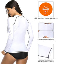 
                        
                          將圖片載入圖庫檢視器 CharmLeaks Women's Long Sleeve Rashguard UPF 50 Sun Protection Swimsuit Top Striped Swim Shirts
                        
                      