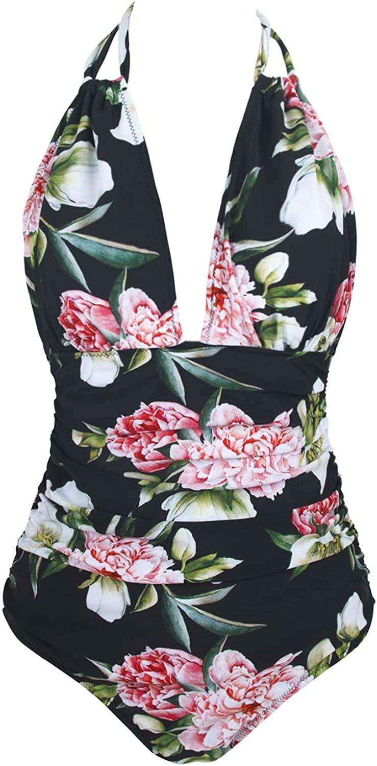 CUPSHE Women's One Piece Swimsuit Halter Tummy Control Multiway Swimwear Bathing Suits - JOY2ESpree