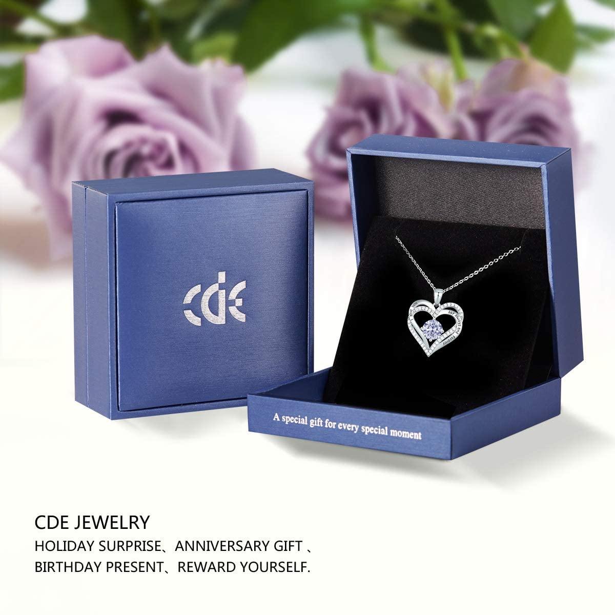 CDE Forever Love Heart Women Necklace 925 Sterling Silver Rose Gold Plated Birthstone Pendant Necklaces for Women - JOY2ESpree
