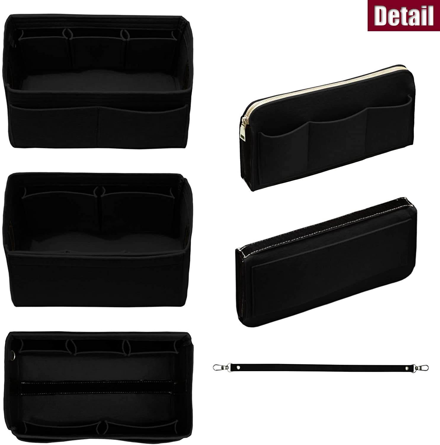 Purse Organizer Insert with Zipper Felt Bag Organizer Handbag Organizer Insert Bag In Bag Organizer