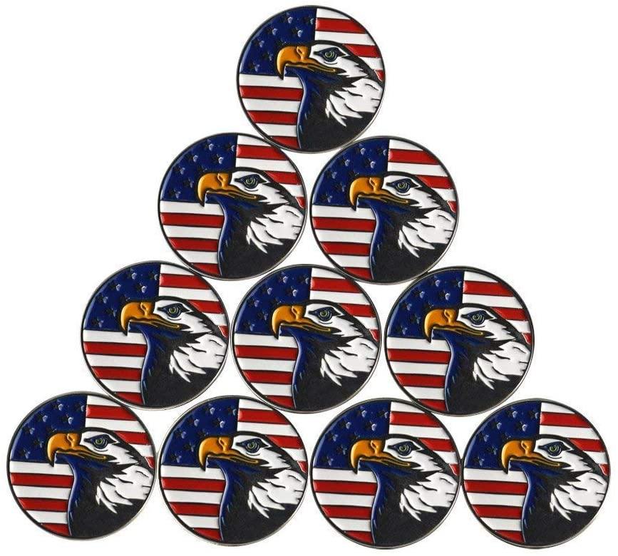 PINMEI Lot of 10 Golf Ball Markers Assorted Patterns - Soft Enamel Technique - JOY2ESpree