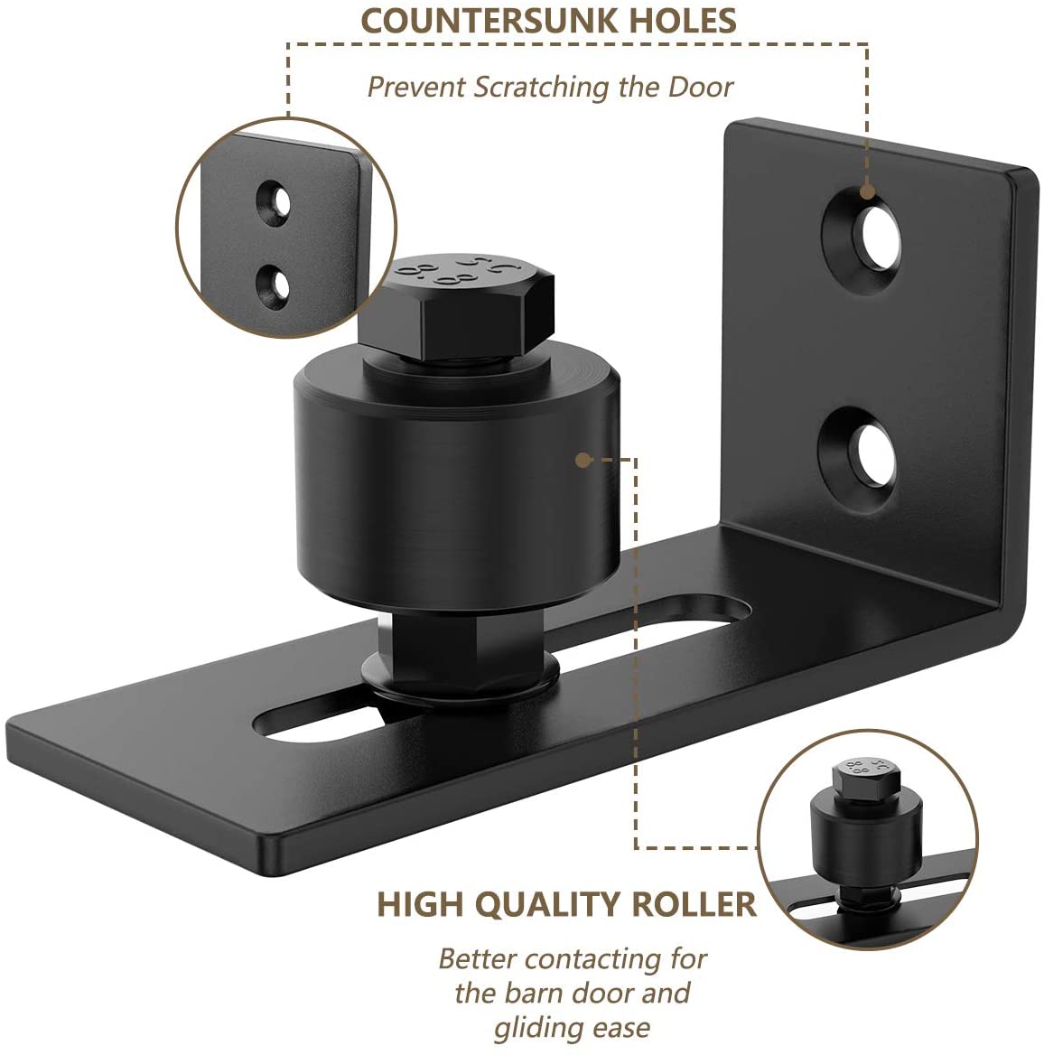 Homlux Heavy Duty Sliding Barn Door Floor Guide,Adjustable Roller,Wall Mount System,Flush Bottom Design,Floor and Door Panel Non-Damage(Floor Guide-3)