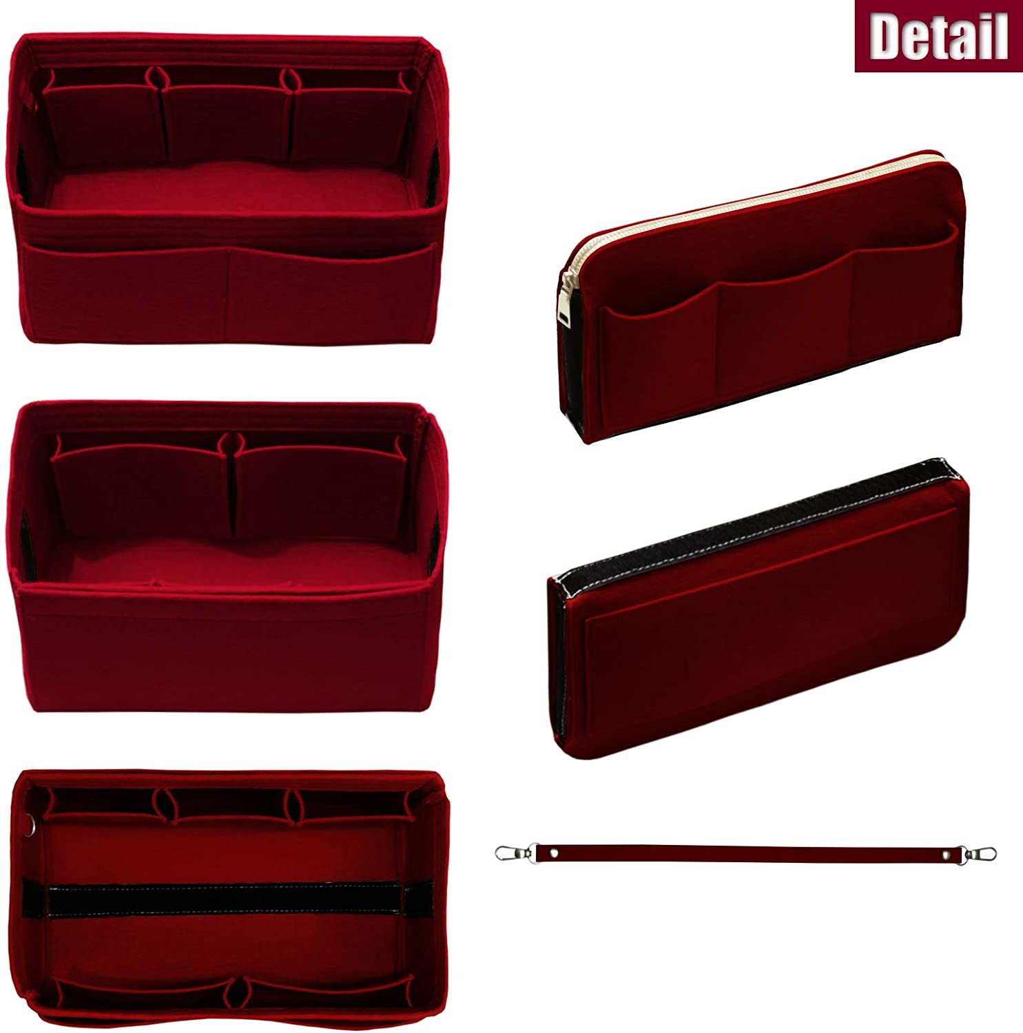 Purse Organizer Insert with Zipper Felt Bag Organizer Handbag Organizer Insert Bag In Bag Organizer