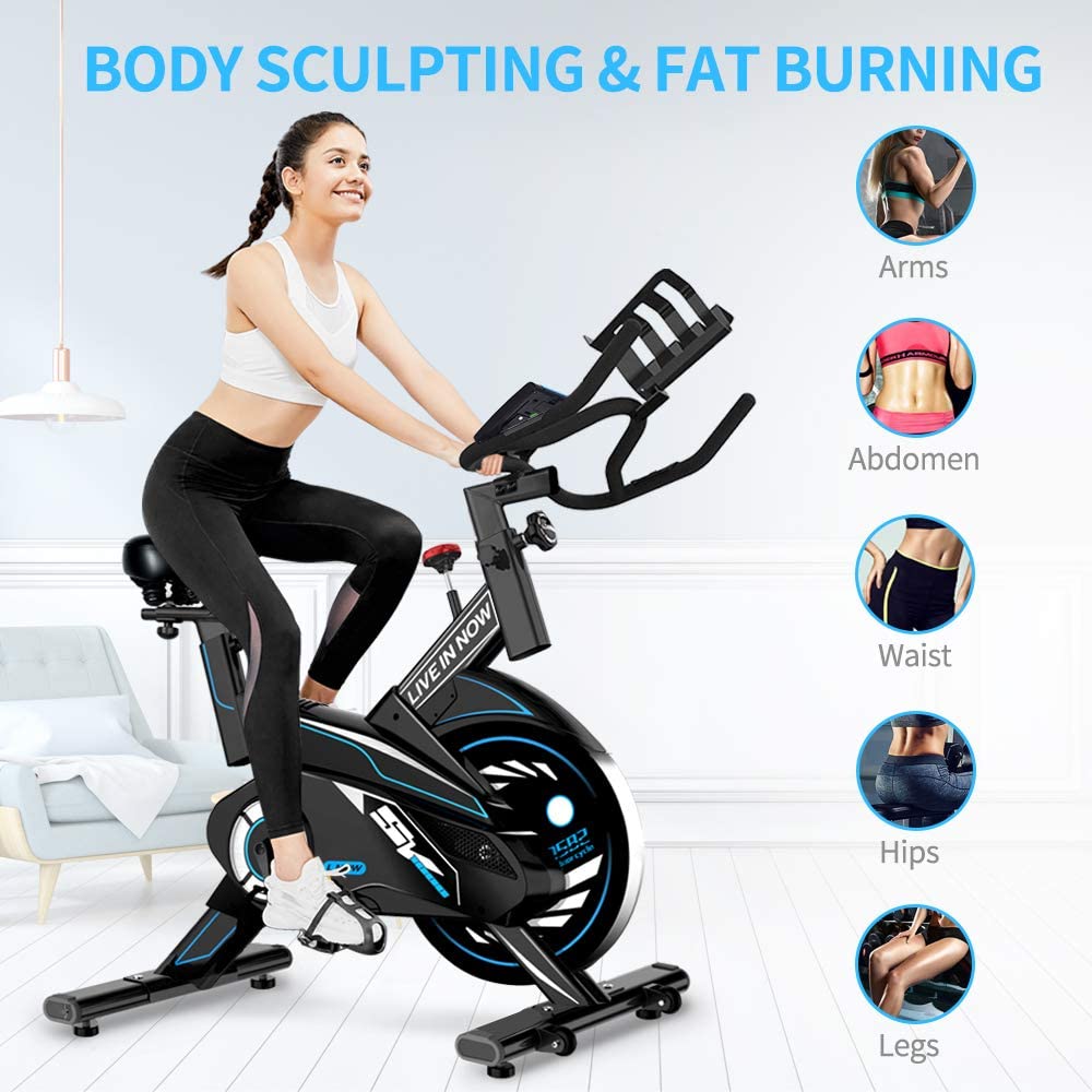 pooboo Exercise Bike, Heavy Duty Indoor Cycling Bike Stationary Belt Drive - JOY2ESpree