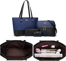 
                        
                          Load image into Gallery viewer, Women Fashion Handbags Wallet Tote Bag Shoulder Bag Top Handle Satchel Purse Set 4pcs
                        
                      
