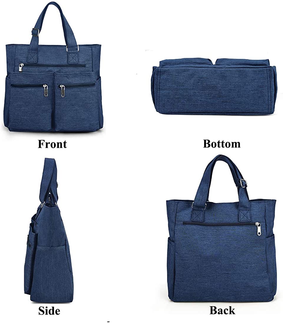 Canvas Tote Bag Waterproof Nylon Multi Pocket Shoulder Bags Laptop Work Bag Teacher Purse and Handbags for Women & Men