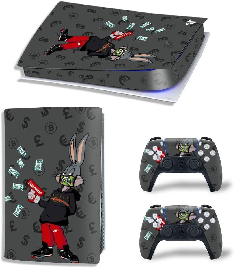 PS5 Console Skin and PS5 Controller Skins Set, Playstation 5 Skin Wrap Decal Sticker PS5 Digital Edition, Money Bunny Decal Kit - JOY2ESpree