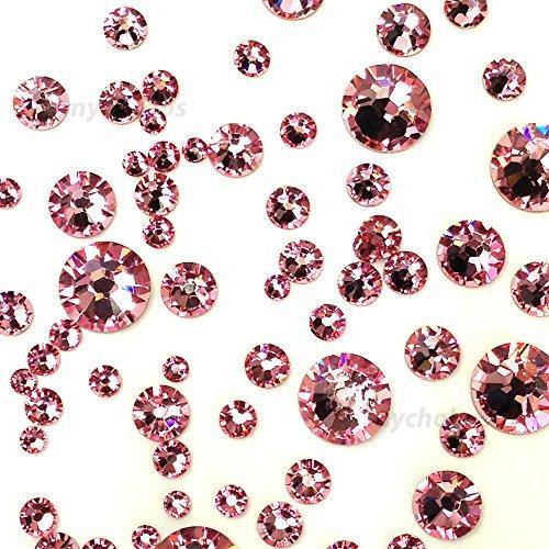 Light Rose (223) Pink 144 pcs Swarovski 2058/2088 Crystal Flatbacks Pink Rhinestones Nail Art Mixed with Sizes ss5, ss7, ss9, ss12, ss16, ss20, ss30 - JOY2ESpree