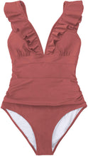 
                        
                          Muat gambar ke penampil Galeri, CUPSHE Women's V Neck One Piece Swimsuit Ruffled Lace Up Monokini
                        
                      