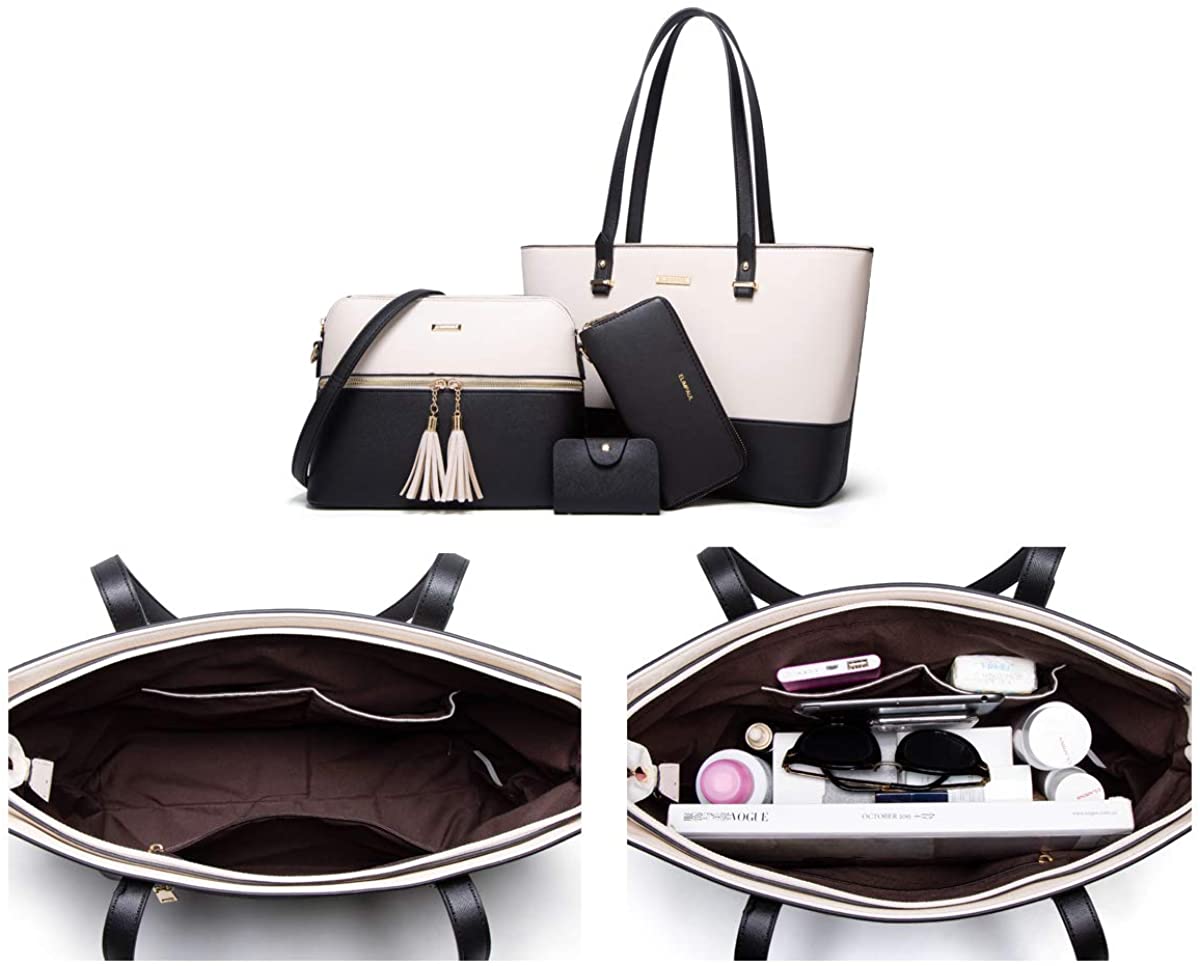 Women Fashion Handbags Wallet Tote Bag Shoulder Bag Top Handle Satchel Purse Set 4pcs