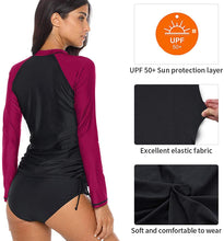 
                        
                          將圖片載入圖庫檢視器 CharmLeaks Women's Long Sleeve Rashguard UPF 50 Sun Protection Swimsuit Top Striped Swim Shirts
                        
                      