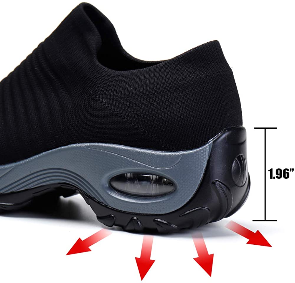 STQ Slip On Breathe Mesh Walking Shoes Women Fashion Sneakers Comfort Wedge Platform Loafers