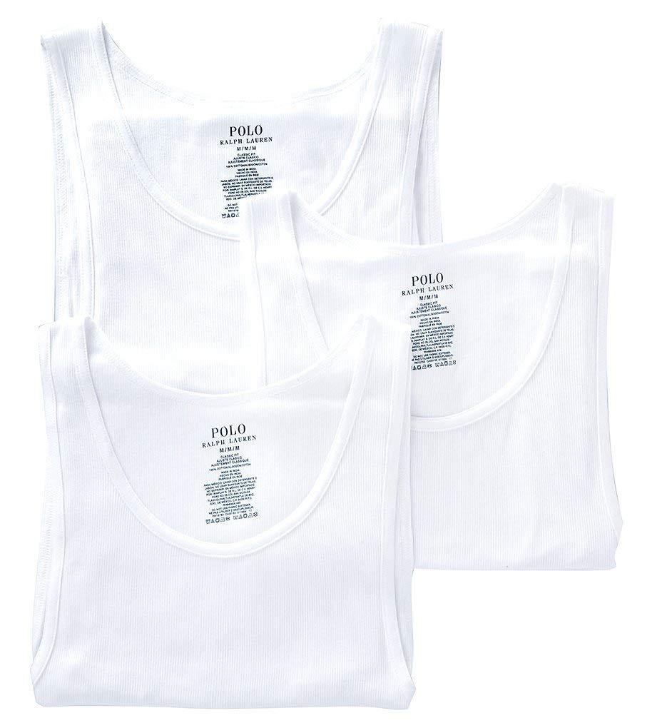 Polo Ralph Lauren Classic Fit Ribbed Tank with Moisture Wicking 100% Cotton - 3 Pack