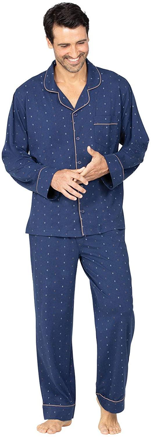 PajamaGram Classic Mens Pajamas Cotton - Men Pajamas Set