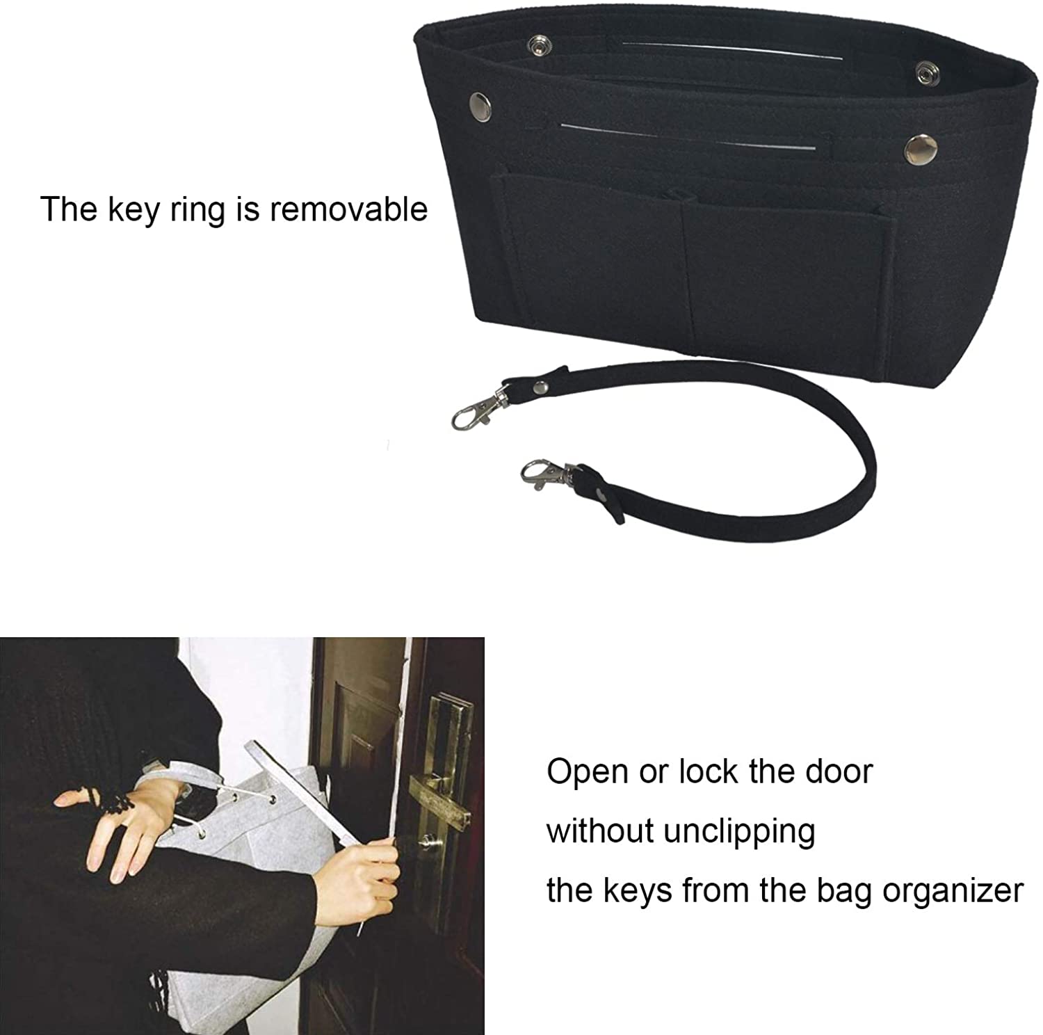 YIICOOLY Felt Tote Handbag Purse Organizer Insert Divider Shaper Bag in Bag