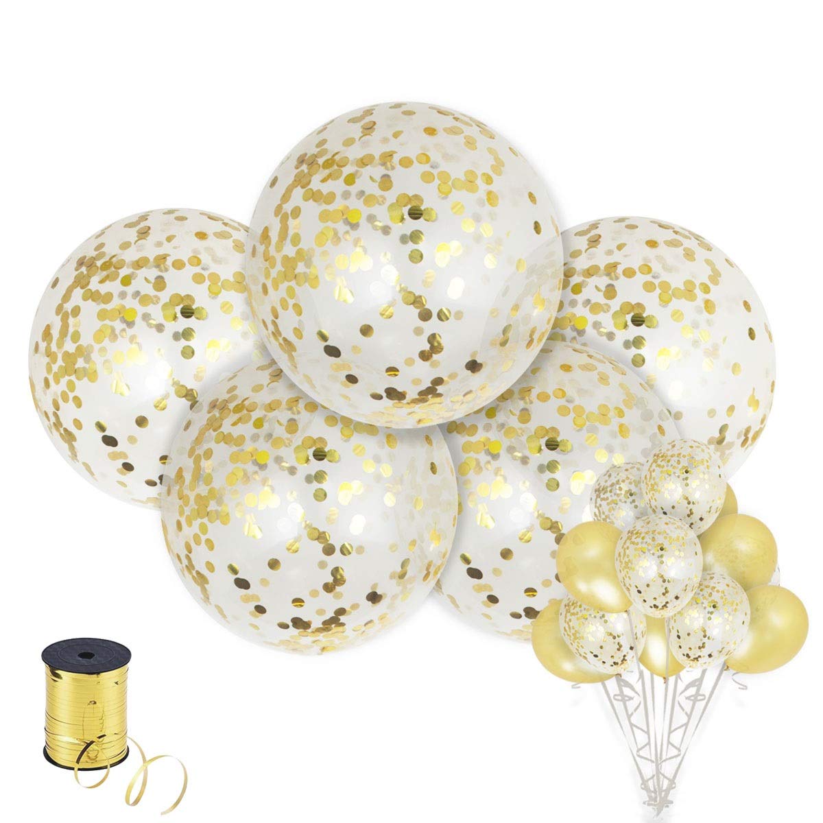 Shimmer and Confetti 15 Pack Large Gold Confetti Balloons