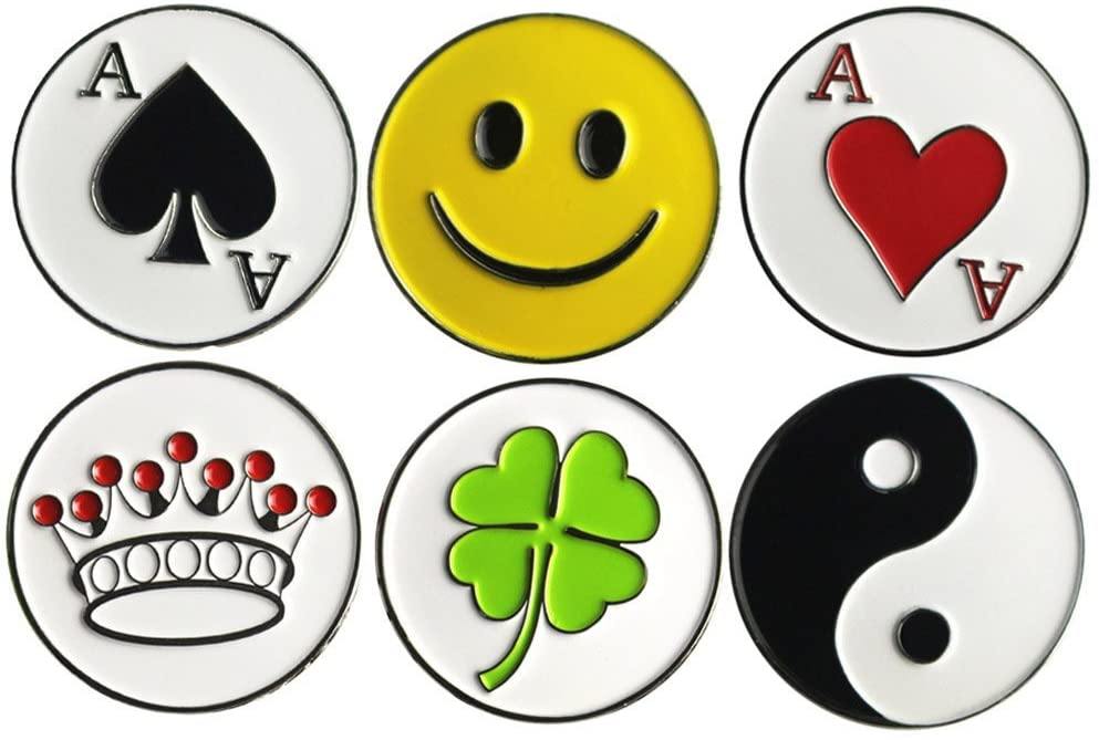 PINMEI Lot of 10 Golf Ball Markers Assorted Patterns - Soft Enamel Technique - JOY2ESpree