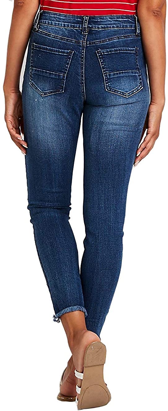Resfeber Women's Ripped Boyfriend Jeans Cute Distressed Jeans Stretch Skinny Jeans with Hole