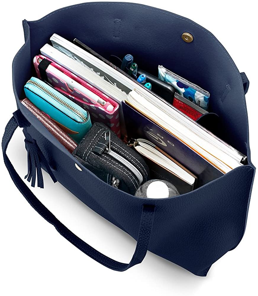 Oct17 Women Large Tote Bag - Tassels Faux Leather Shoulder Handbags, Fashion Ladies Purses Satchel Messenger Bags