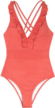 
                        
                          Load image into Gallery viewer, CUPSHE Women's V Neck One Piece Swimsuit Ruffled Back Cross Swimwear
                        
                      