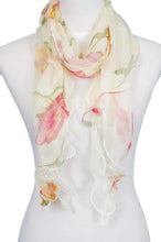 
                        
                          Load image into Gallery viewer, Double Layer Silk scarf, Floral Ruffle Silk Scarf, Summer scarf
                        
                      