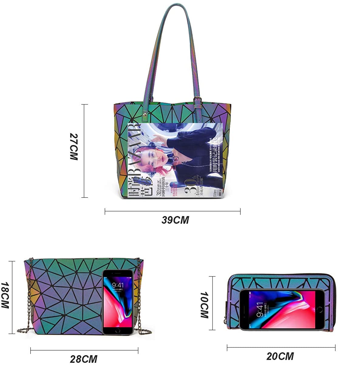 Women Fashion Handbags Wallet Tote Bag Shoulder Bag Top Handle Satchel Purse Set 4pcs