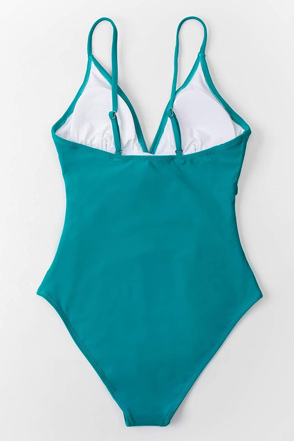CUPSHE Women's One Piece Swimsuit Tummy Control V Neck Two Piece Bathing Suits - JOY2ESpree