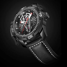 
                        
                          Load image into Gallery viewer, Reef Tiger Mens Sport Mechanical Watches with Steel Black Dial Automatic Watch Calfskin Leather Strap RGA3591
                        
                      