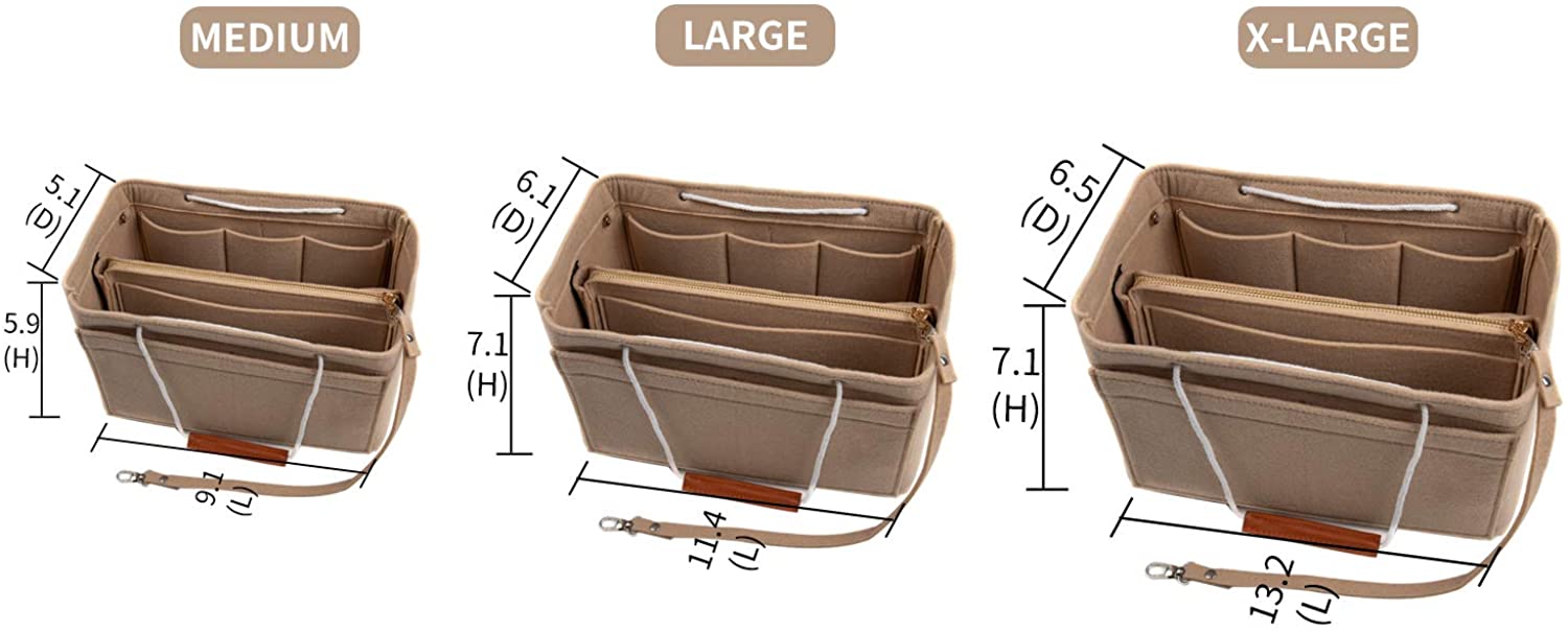 Purse Bag Organizer Insert with Lots of Different Size Spaces Divider Shaper for Speedy Shoulder Hobo Bag Keep Stuff Organized