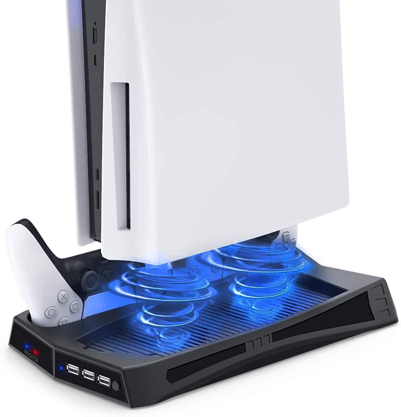 D DACCKIT Vertical Stand with Cooling Station for Playstation 5 Console, DualSense Controller Charging Station for PS5 Digital Edition / UHD - JOY2ESpree