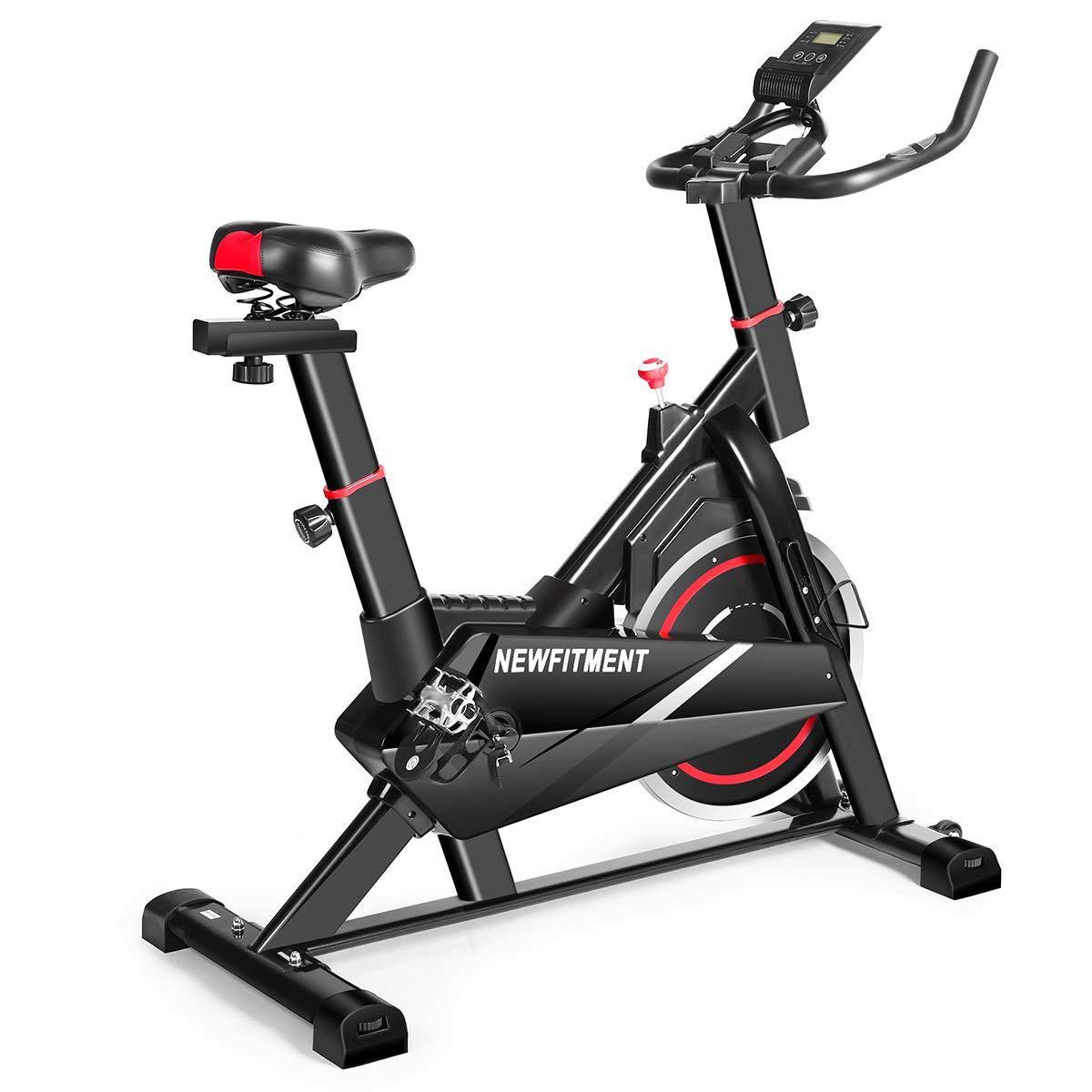 NEWFITMENT Indoor Cycling Bike Stationary, Belt Drive Workout Bike with Big Flywheel for Home,Cardio Training Cycle with LCD Monitor - JOY2ESpree