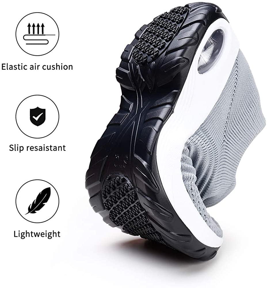STQ Slip On Breathe Mesh Walking Shoes Women Fashion Sneakers Comfort Wedge Platform Loafers