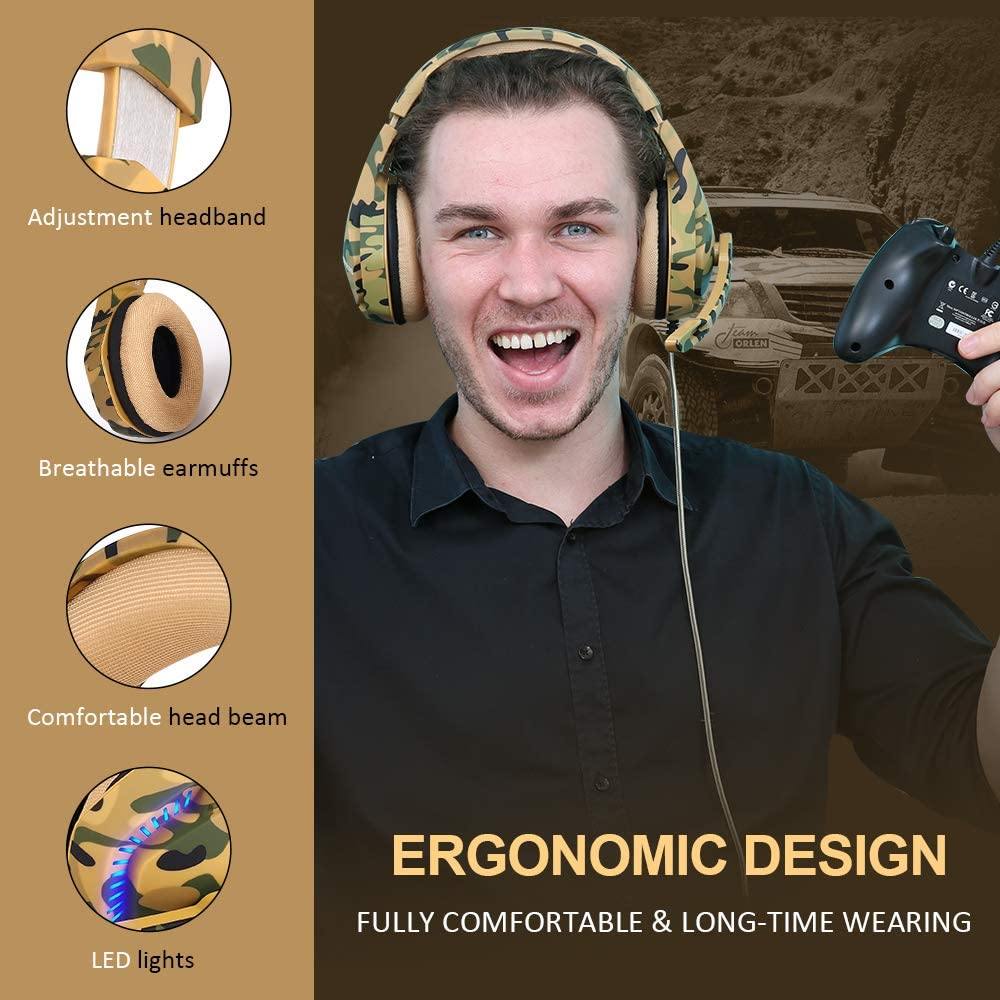 PS4 Gaming Headset with 7.1 Surround Sound, Xbox One Headset with Noise Canceling Mic & LED Light - JOY2ESpree