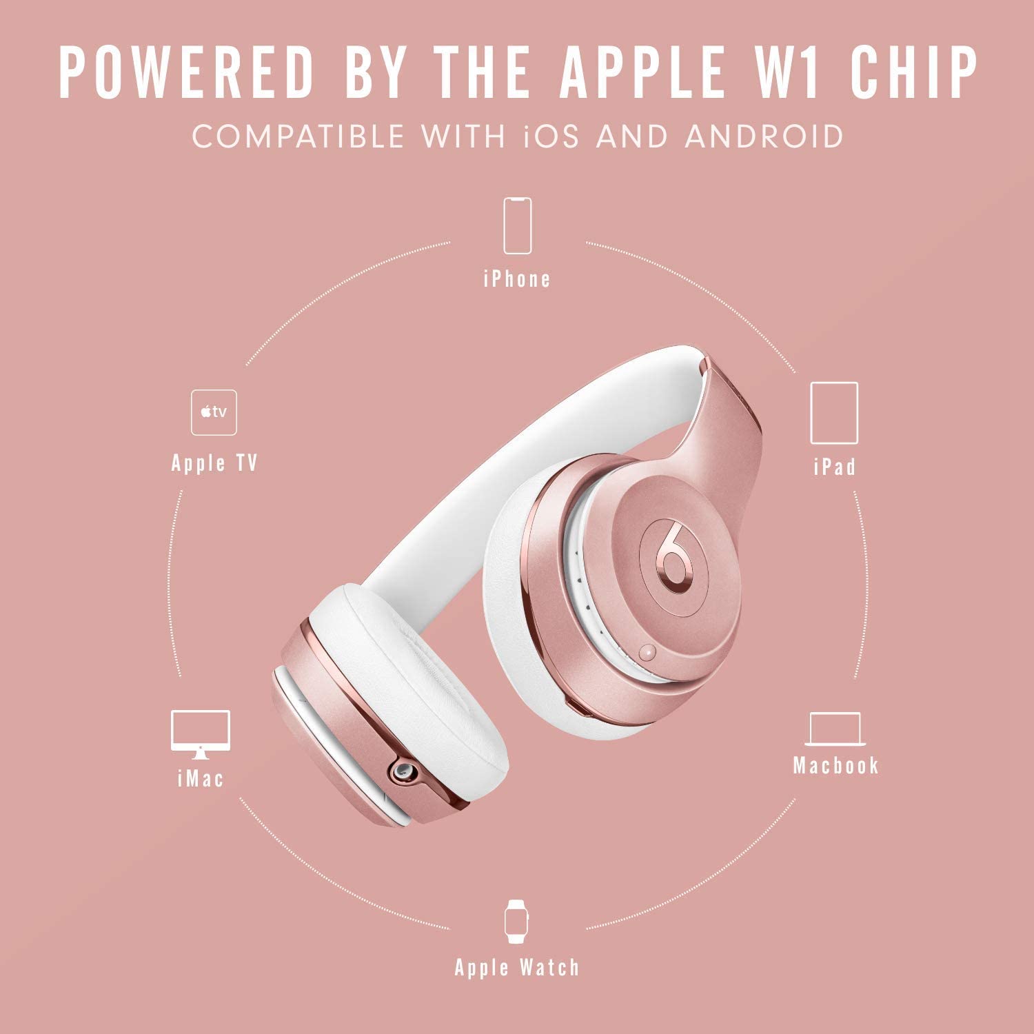 Beats Solo3 Wireless On-Ear Headphones - Apple W1 Headphone Chip, Class 1 Bluetooth, 40 Hours of Listening Time, Built-in Microphone - Satin Gold